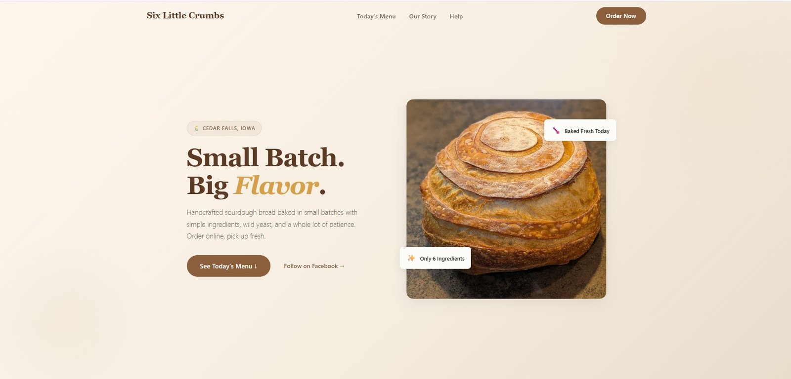 Six Little Crumbs bakery website